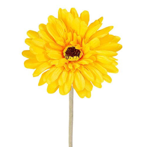 Gerbera selyemvirág szál, magasság: 55cm, virágfej átmérő: 10cm - Citromsárga