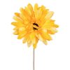 Gerbera selyemvirág szál, magasság: 55cm, virágfej átmérő: 10cm - Világos citromsárga