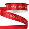 "Boldog Valentin napot!" arany feliratos szatén szalag 20mm x 20m - Piros