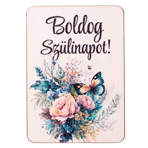 4db. "Boldog szülinapot!" feliratos dekor fa tábla 7 x 5cm