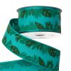 Monstera levél mintás textil szalag drótos szegéllyel 38mm x 6.4m