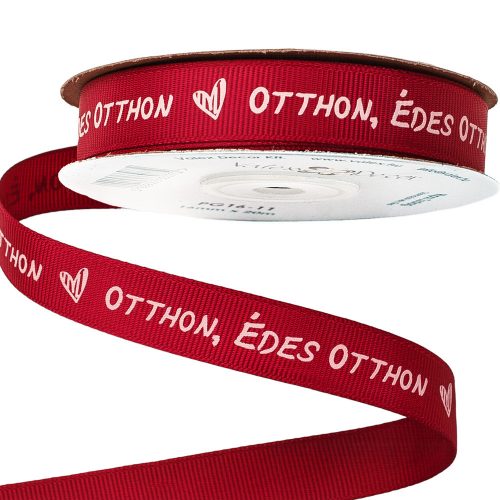 "Otthon, Édes Otthon" feliratos ripsz szalag 16mm x 20m - Bordó