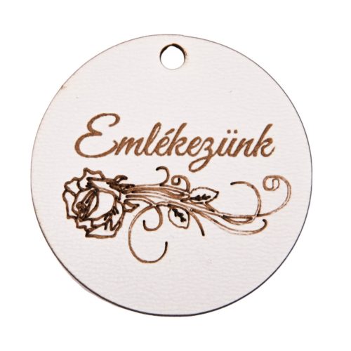 3 db. "Emlékezünk" feliratos, rózsa mintás, 5cm-es fa korong