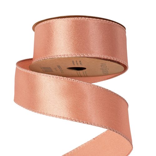 Fényes szatén szalag drótos szegéllyel 38mm x 5m - Rose gold